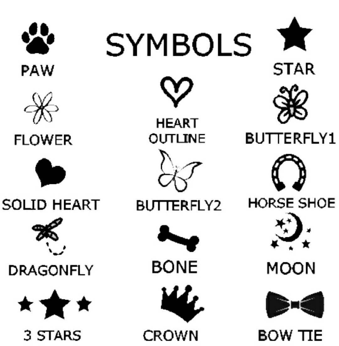 Dog ID tags, stainless steel black bones with silver showing through, various fonts to choose from