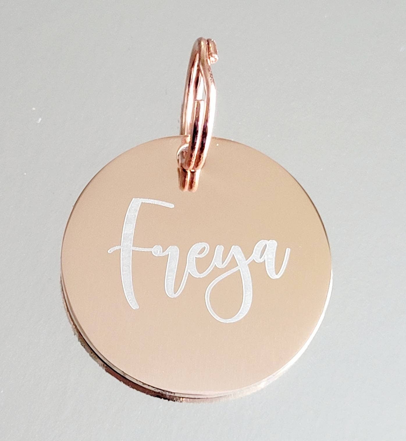 Pet tags laser engraved, stainless steel available in rose gold, silver and gold.