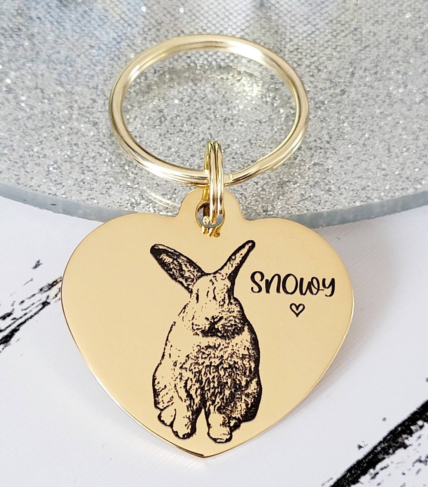 Laser Engraved photo keyring. Engraved from any clear image. Silver, Gold or Rose Gold
