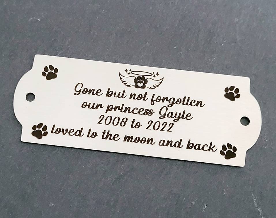 Bench / memorial / gate / door plaque with custom engraved design. 12x8cm, 10x6cm or 8x3cm. 304 Steel.