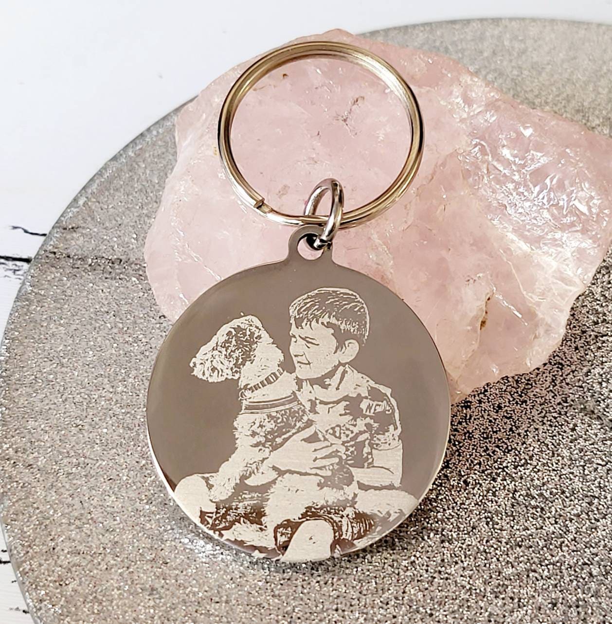 Actual photo keyring, engraved from any clear image. Gift | family | pets | stocking fillers