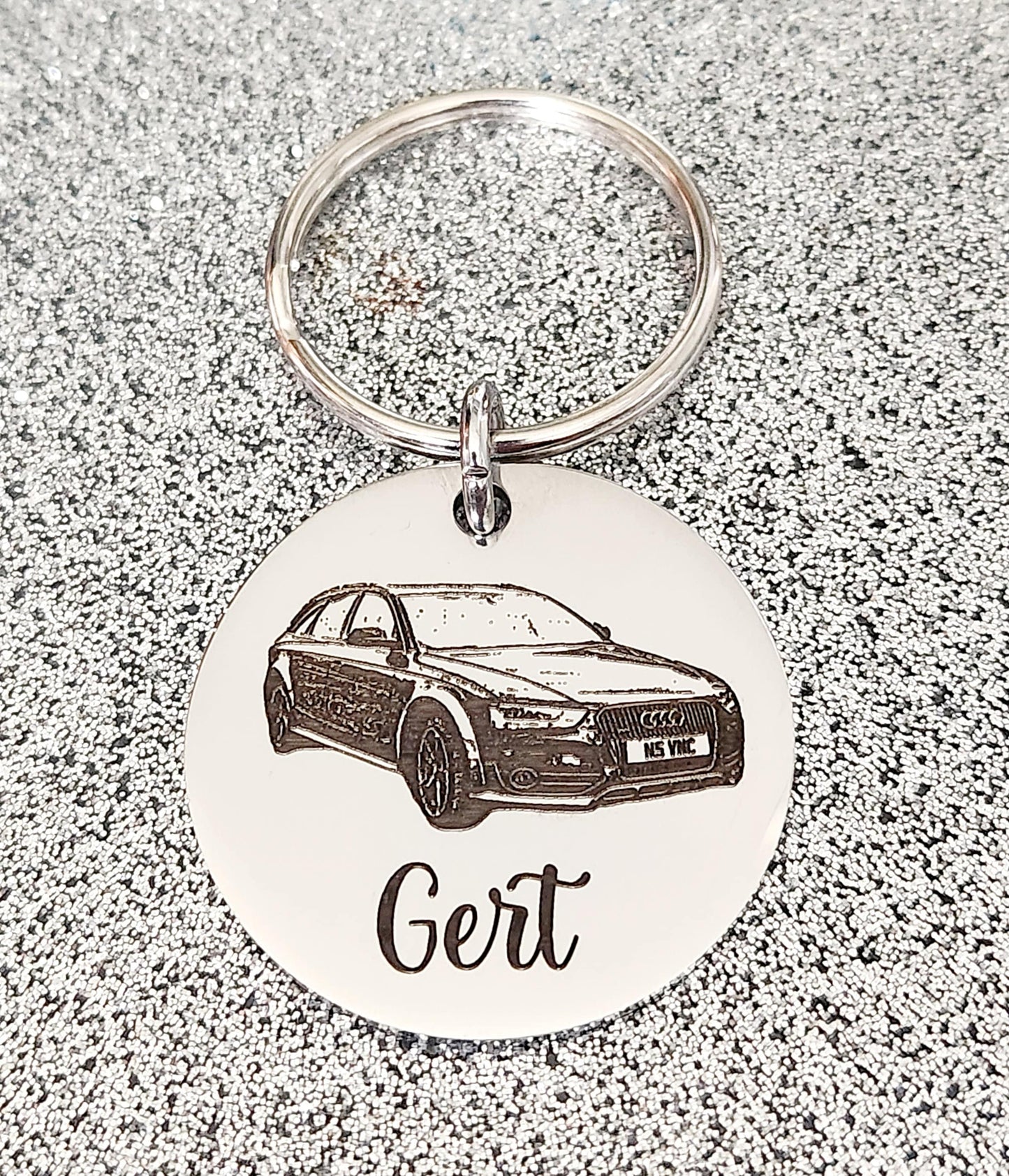 Laser Engraved photo keyring. Engraved from any clear image. Car or motorbike gift