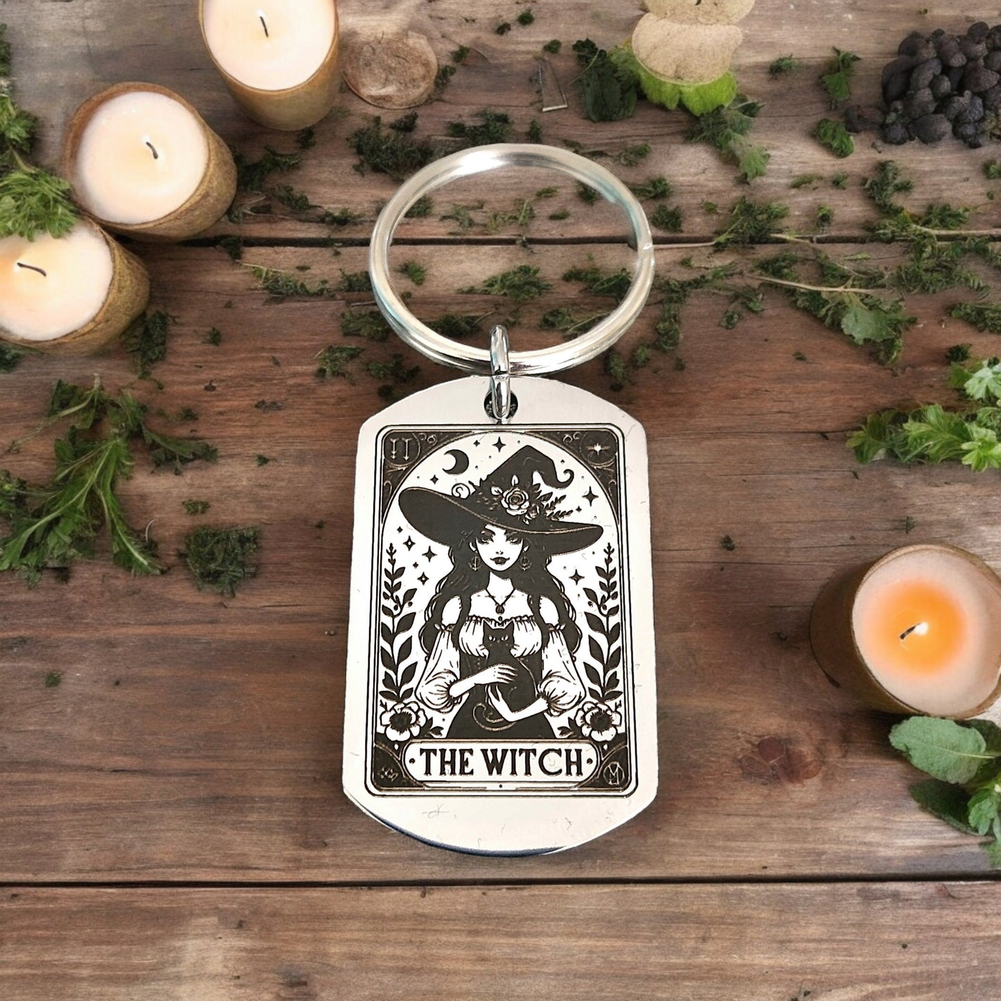 Witchcraft Tarot Card keyring. Can be personalised.