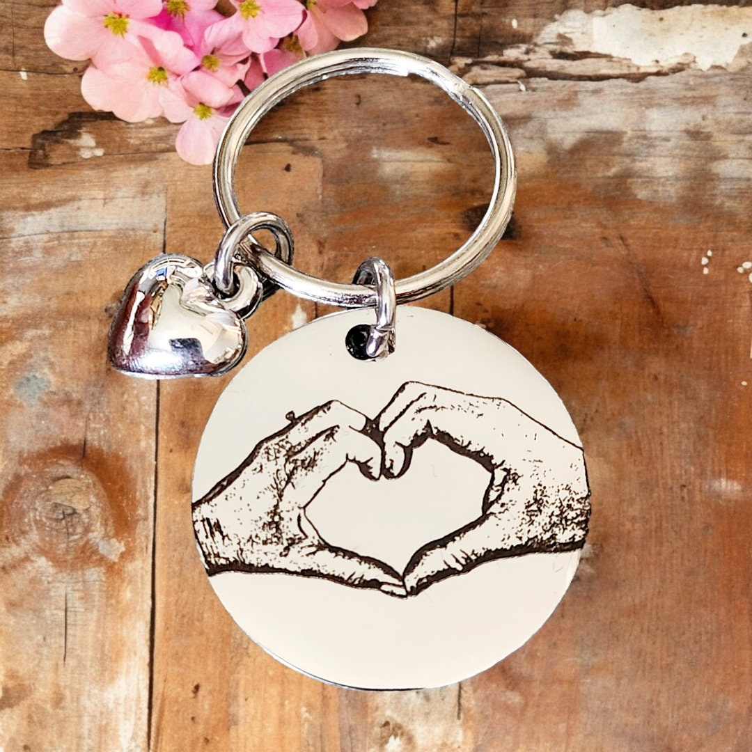 Actual photo keyring with heart charm, made from any photo.