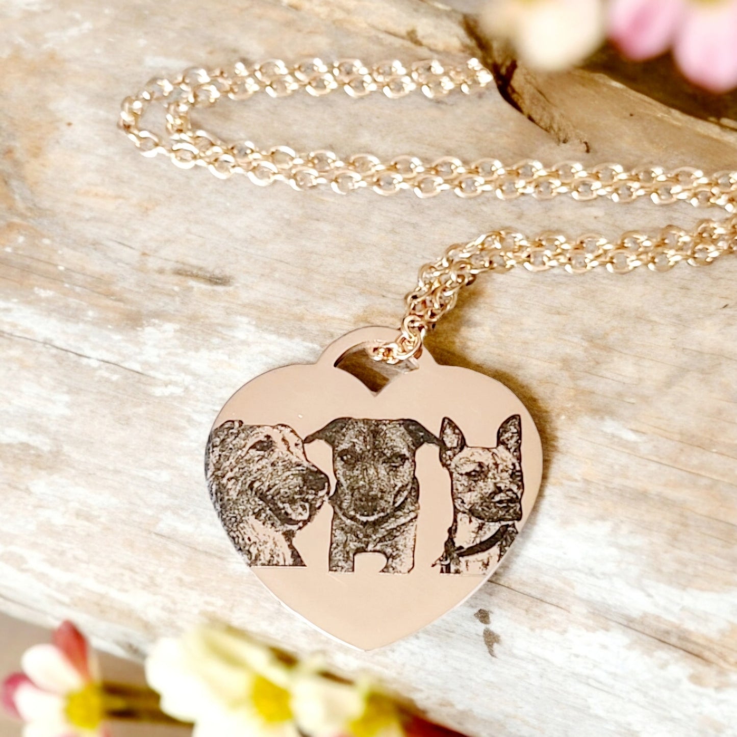 Personalised Heart Lock Necklace – 25mm Stainless Steel | Photo, Paw Print or Nose Print | Silver, Gold or Rose Gold Gift for Her