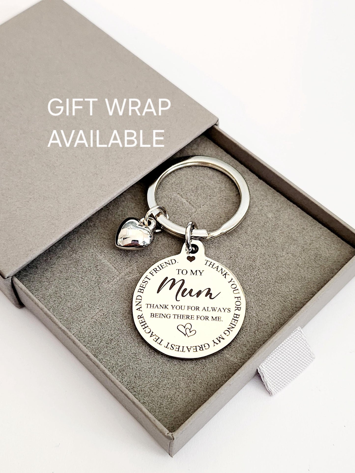 To My Daughter -keyring, from Mum, Mom or Dad. the back can be personalised.