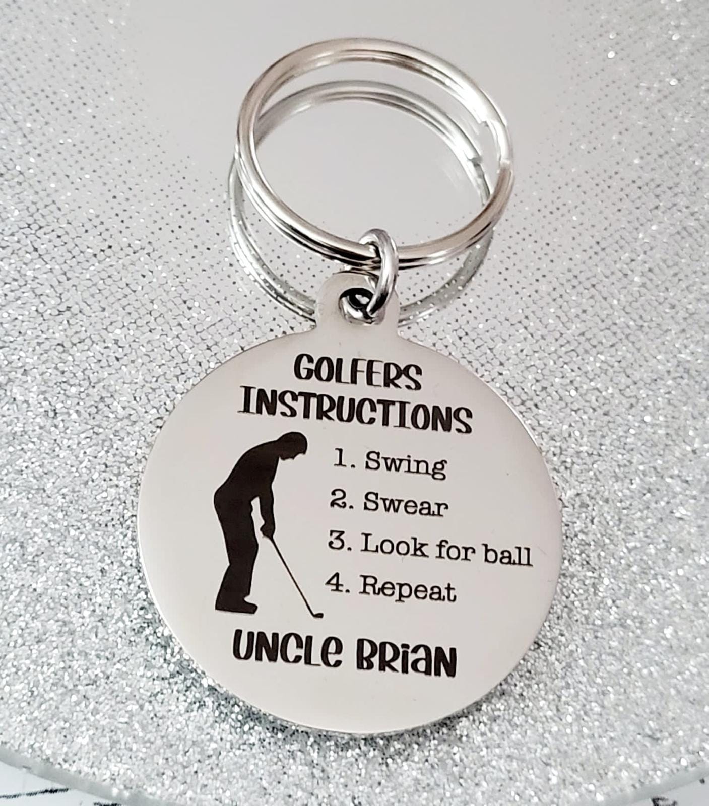 Golfing Keyring. With optional message on the back.