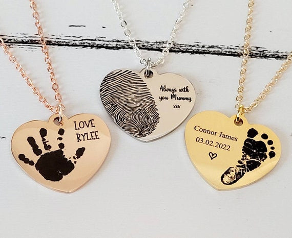 Actual handprint, footprint or fingerprint necklace. From any photo.