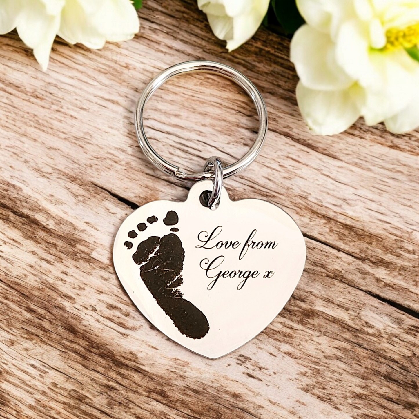 Actual handprint, footprint or fingerprint keyring. From any photo.