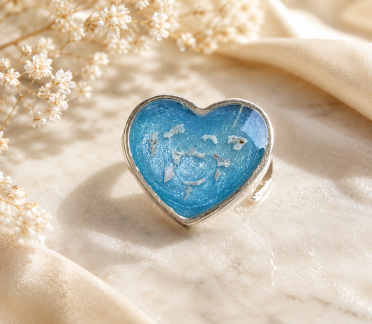 Cremation Ashes or Hair memorial heart charm to fit snake chain or pandora style bracelet. Engraved on the back. 40 colours to choose from.