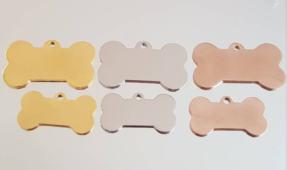 Bowtie design,Bone shaped pet tags laser engraved, available in silver, gold, rose gold, black, rainbow and blue