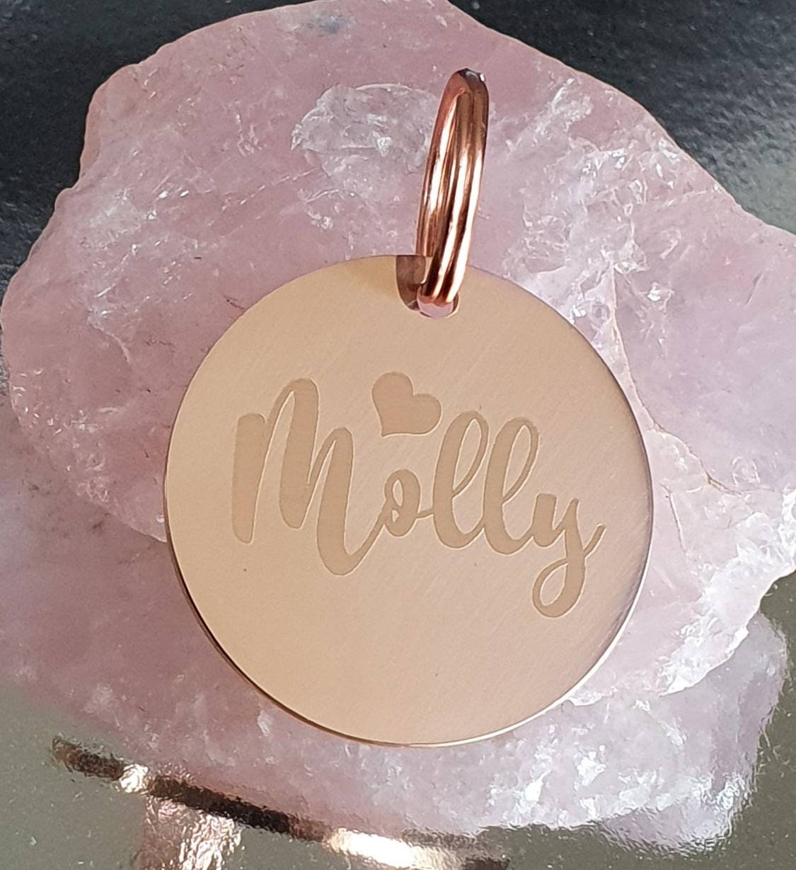 Stylish custom dog / cat ID tag,  rose gold, gold and silver