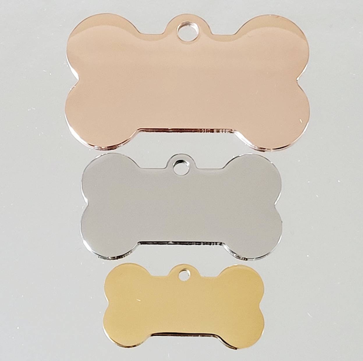 Wild flowers design bone pet tags engraved, available in silver, gold, rose gold, black, rainbow and blue