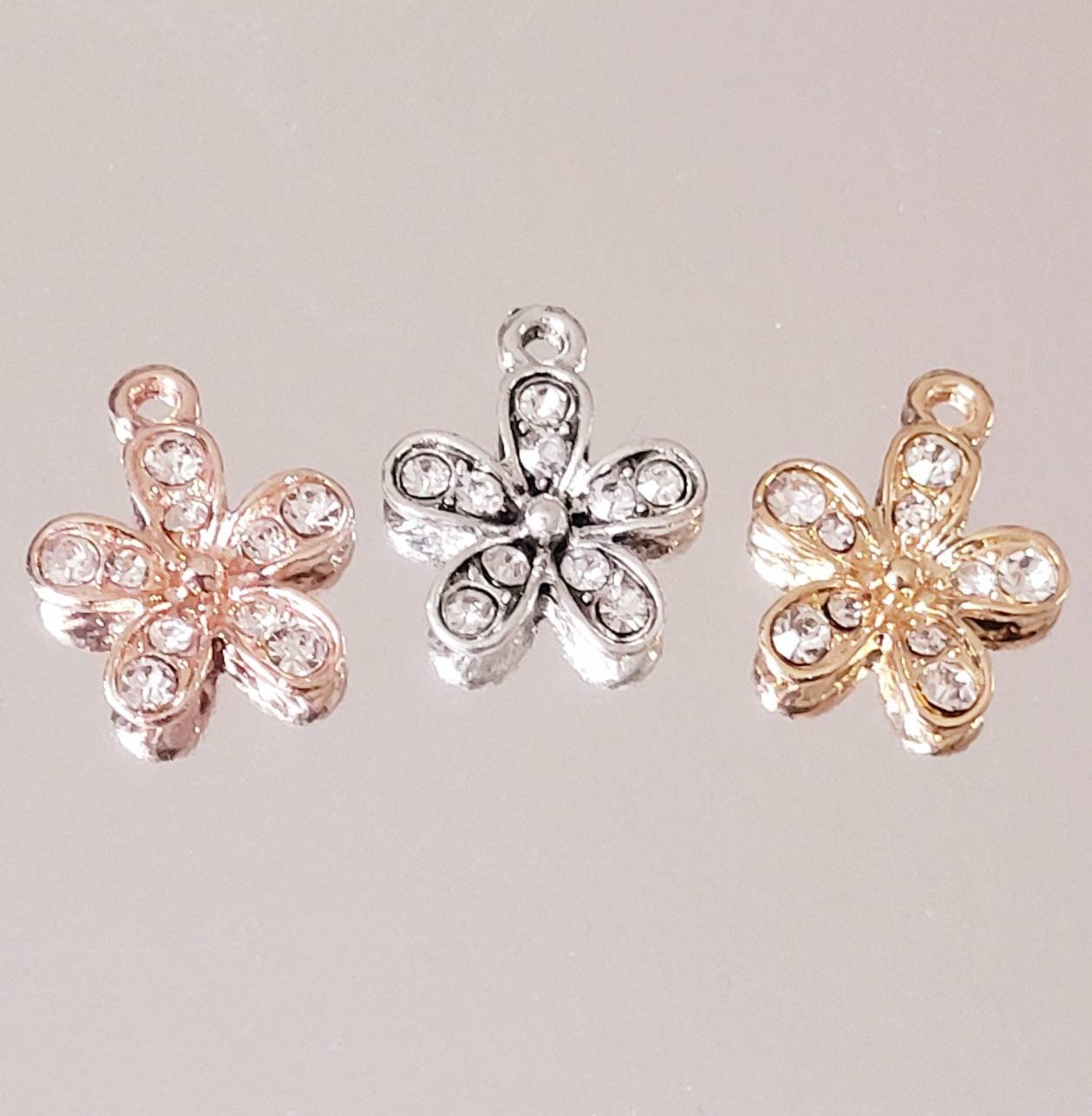 Rose gold / silver or gold pet ID tag with sparkly daisy charm.