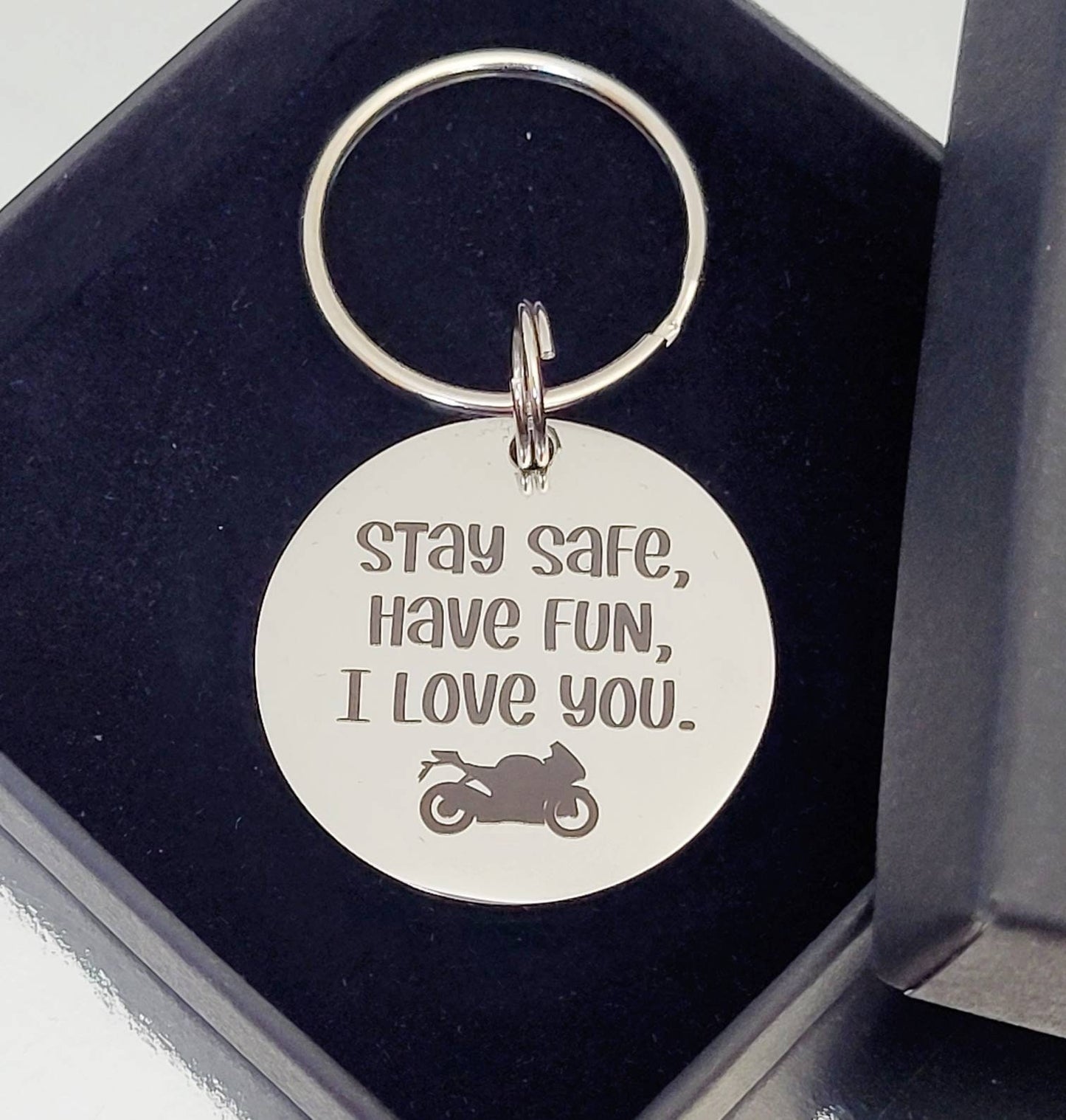 Motorbike themed keyring.