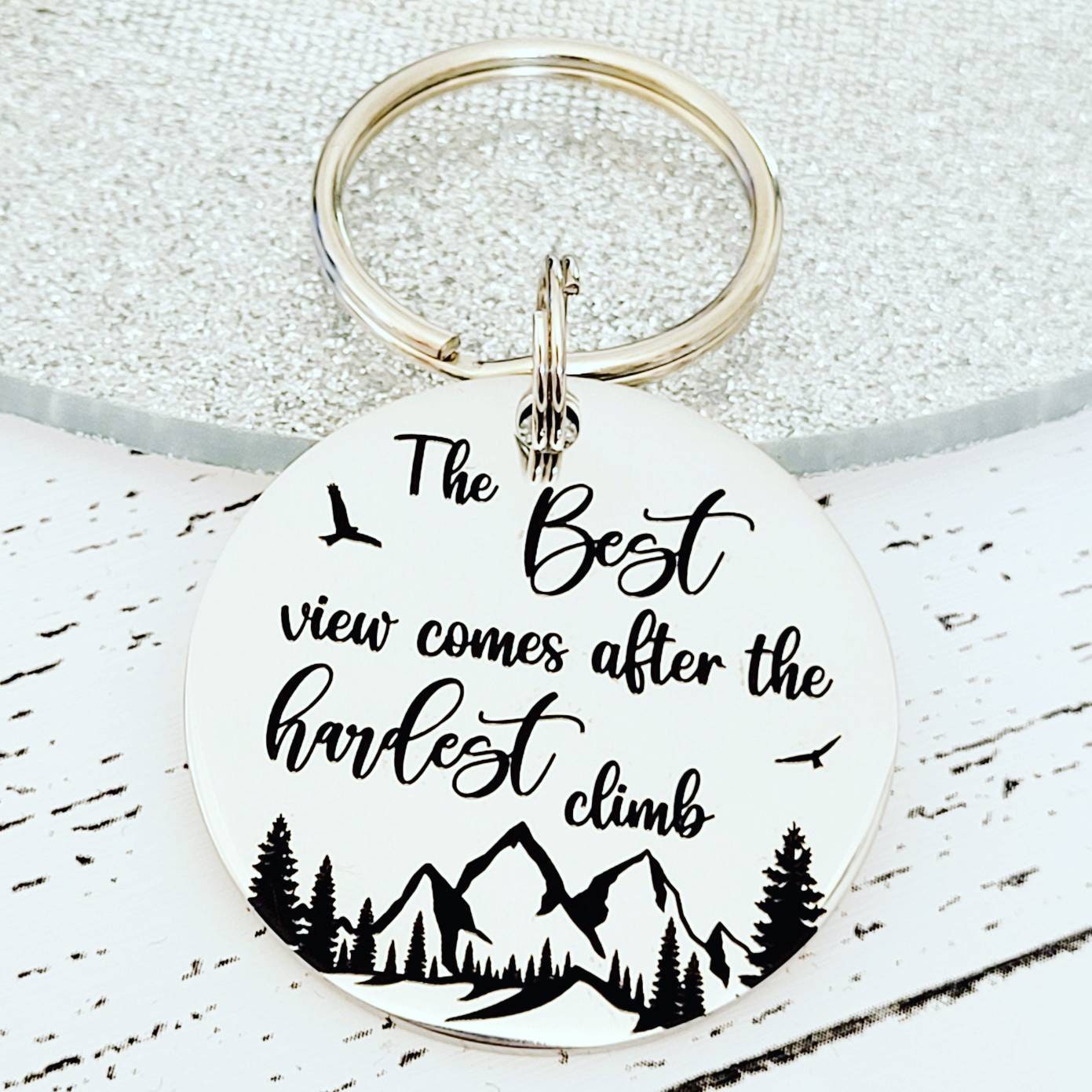 Walking - hiking Keyring. With optional message on the back.