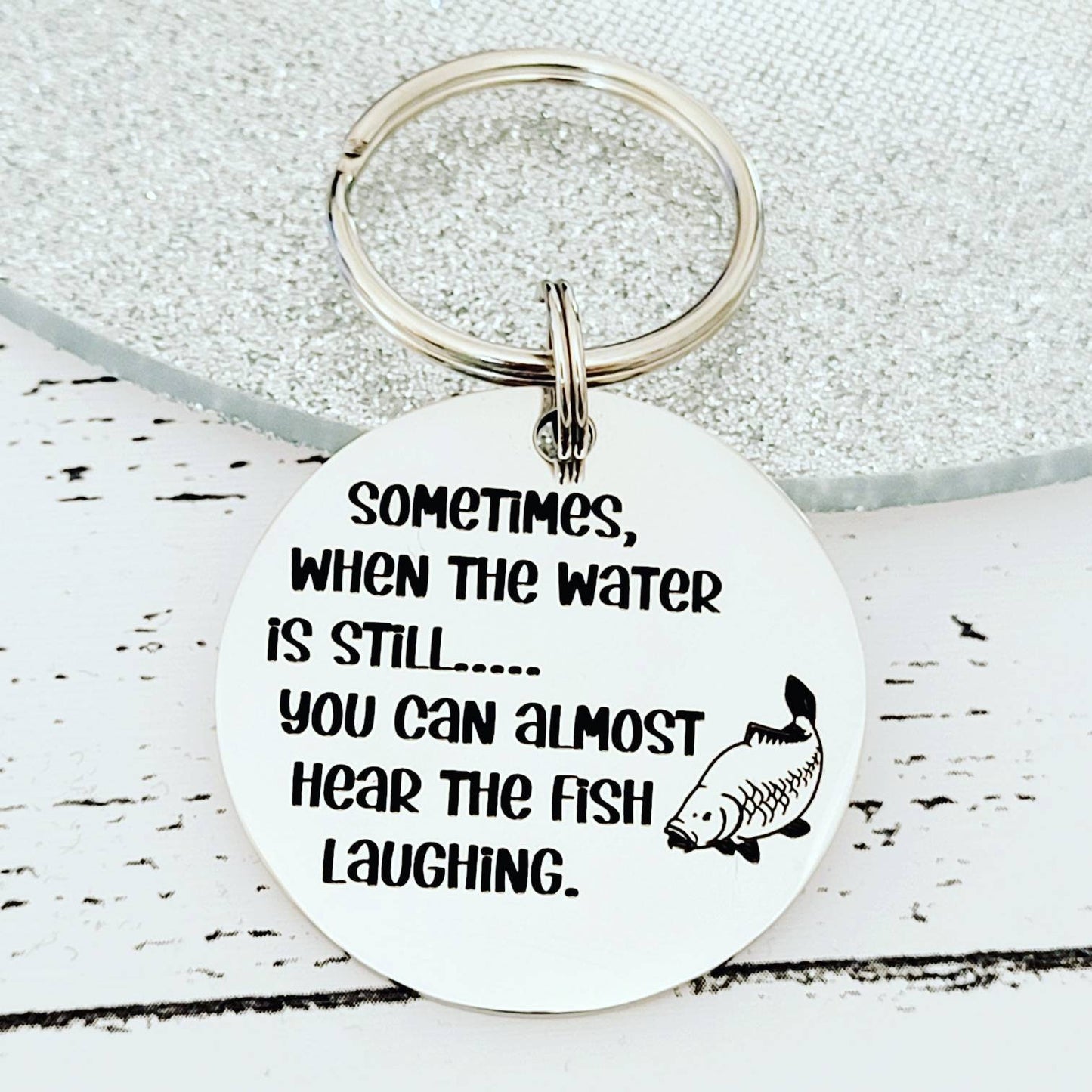 Carp Fishing Keyring. With optional message on the back.