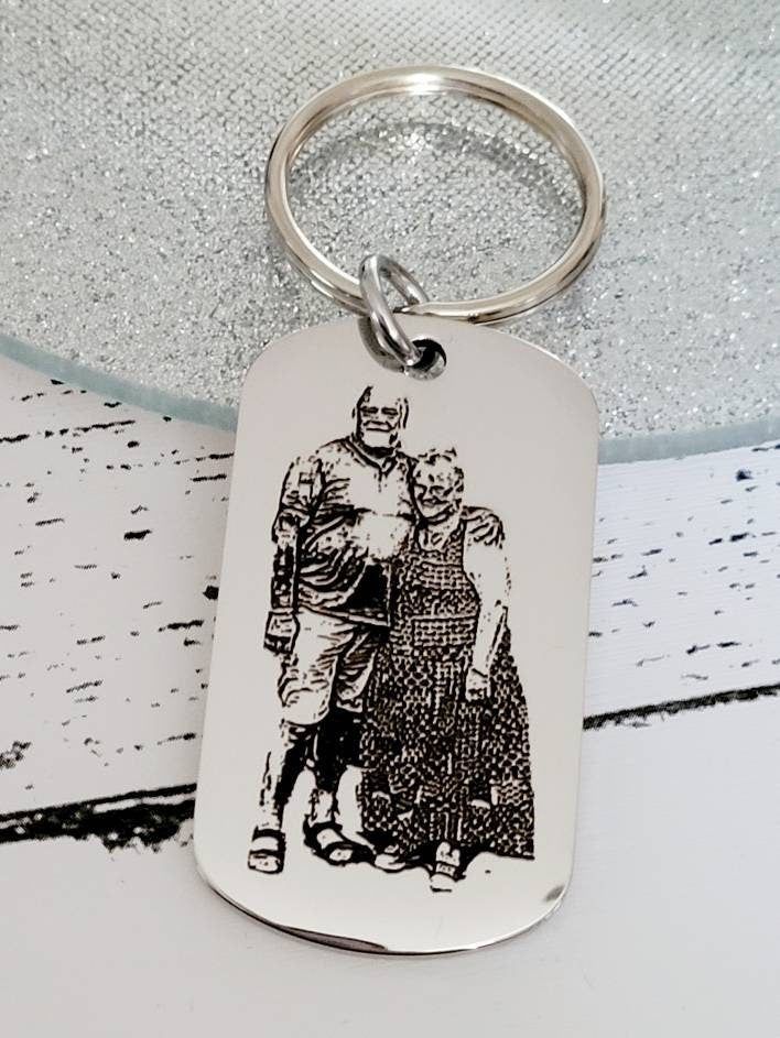 Laser Engraved photo keyring. Engraved from any clear image. Family photo, baby, children,  pet gift.