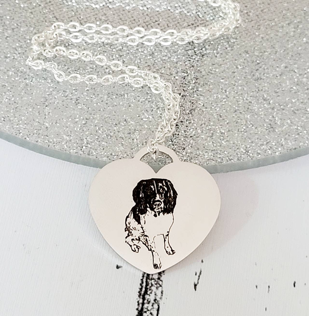 Laser Engraved photo necklace with gift box. Engraved from any clear image. Silver,  Rose Gold or Gold.