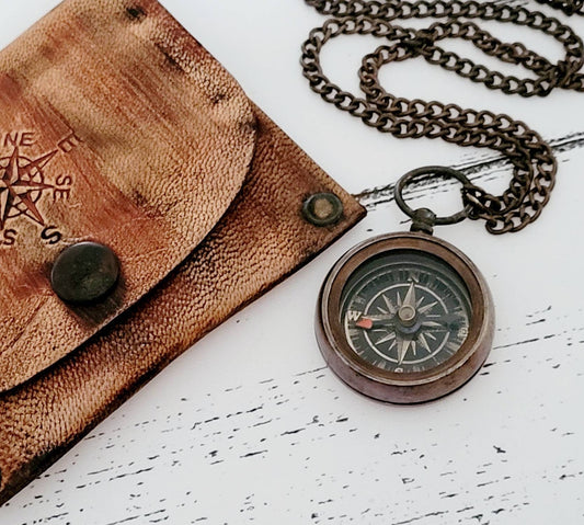 Beautiful brass, personalised engraved miniature working compass. Walking, sailing, hiking, keepsake.