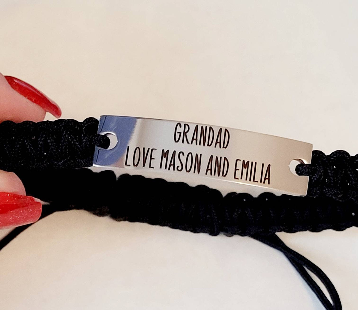 Adjustable unisex personalised adjustable bracelet,  any text can be engraved.