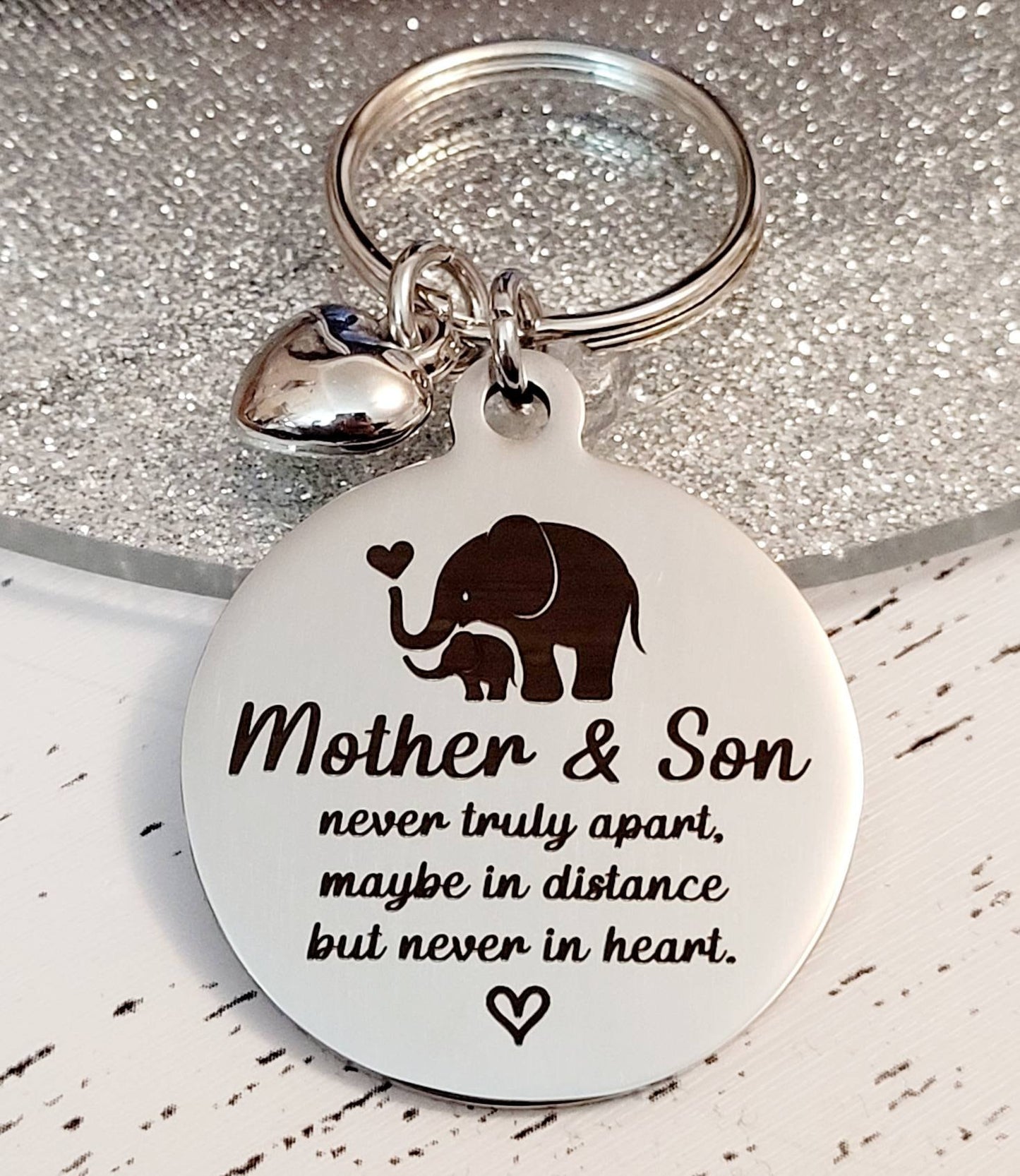 Mother & Son keyring,  Can be personalised.