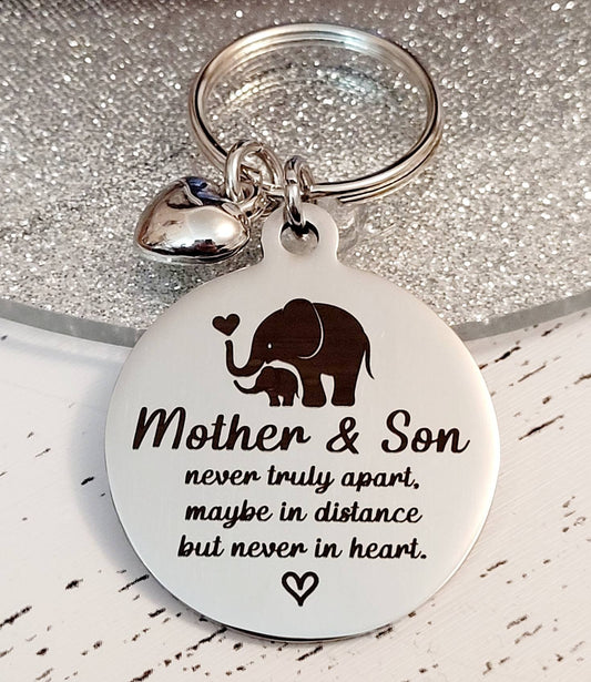 Mother & Son keyring,  Can be personalised.