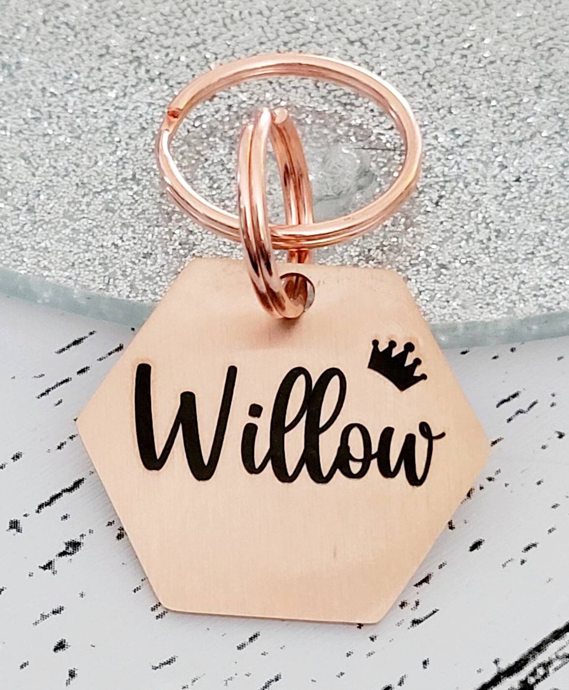 Beautiful star design stylish 30mm hexagon pet ID tag. Available in silver, gold, rose gold, blue or black Steel.