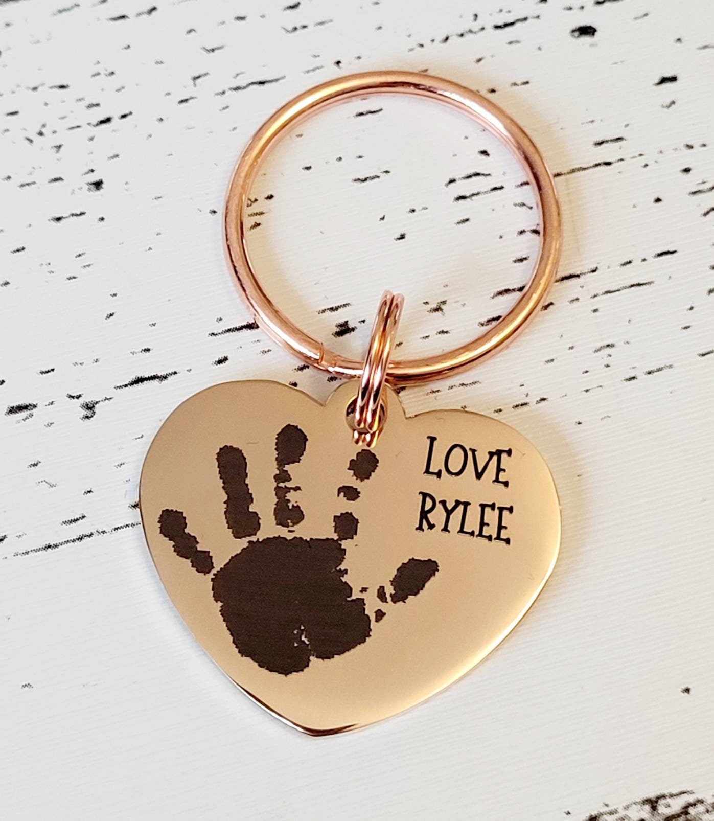 Actual handprint,  footprint or fingerprint keyring. From any photo. Mummy or Daddy gift