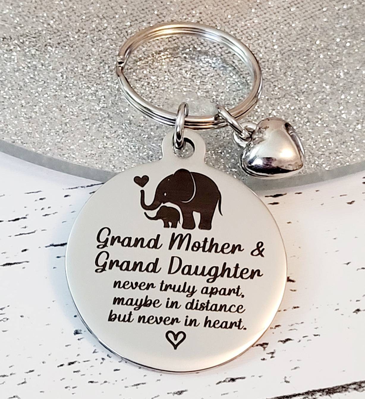 Mothers day, Grandmother and granddaughter keyring,  Can be personalised.