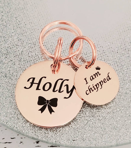 Pet tags engraved set available in silver and rose gold