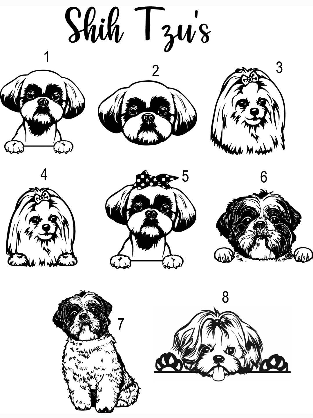 Shih Tzu Pet ID tags engraved,  silver stainless steel laser engraved.