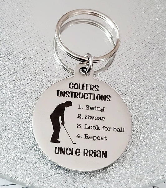 Golfing Keyring. With optional message on the back.