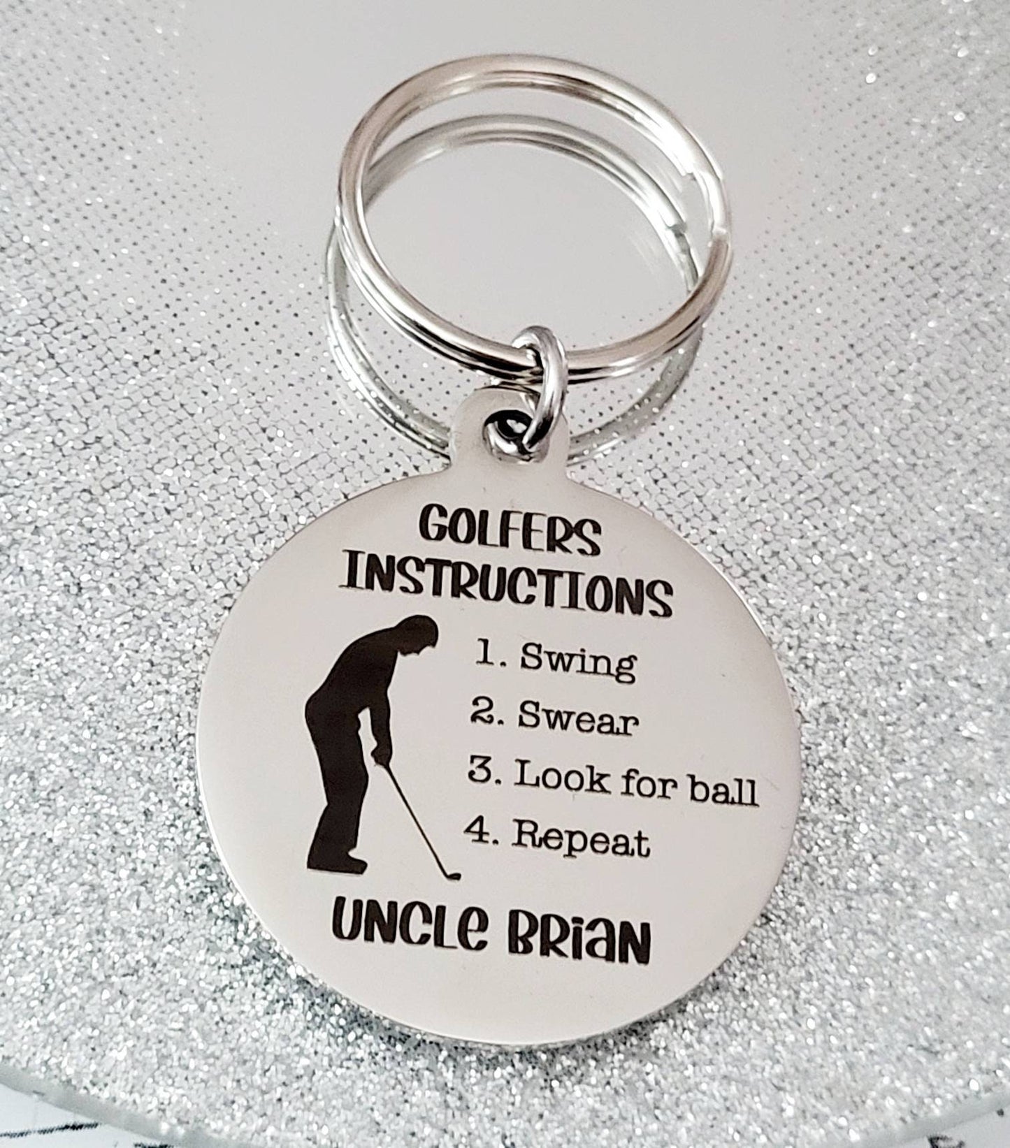Fathers day Golfing Keyring. With optional message on the back.