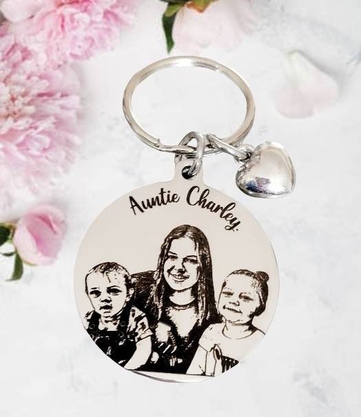 Family Laser Engraved photo keyring. Engraved from any clear image.