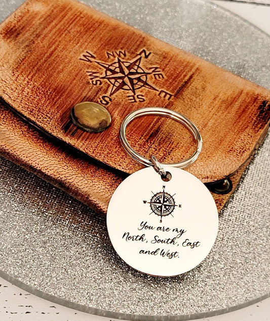 Compass Keyring. With optional message on the back.