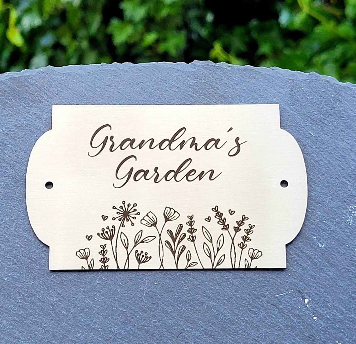Bench / memorial / gate / door plaque with custom engraved design. 10x6cm or 8x3cm. 304 Steel.