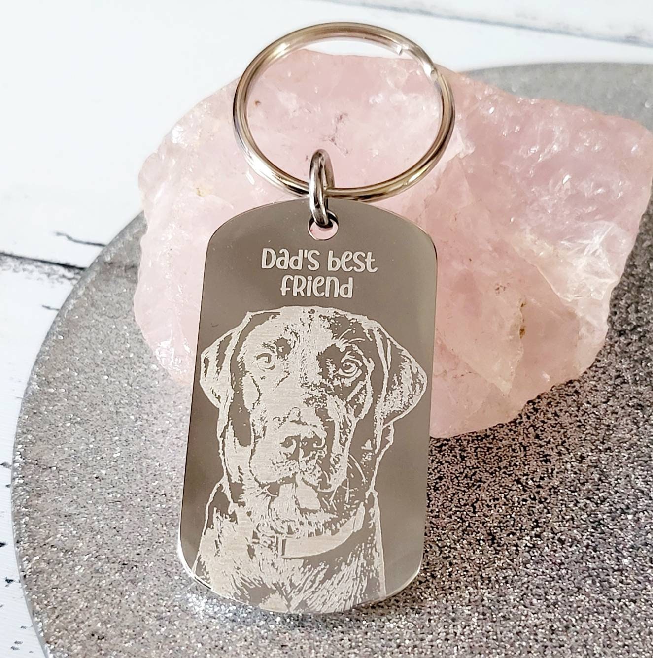 Actual photo keyring, engraved from any clear image.