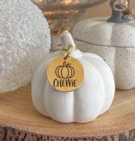 Halloween tags engraved,  stainless steel round tag available in rose gold,  silver and gold. Spooky