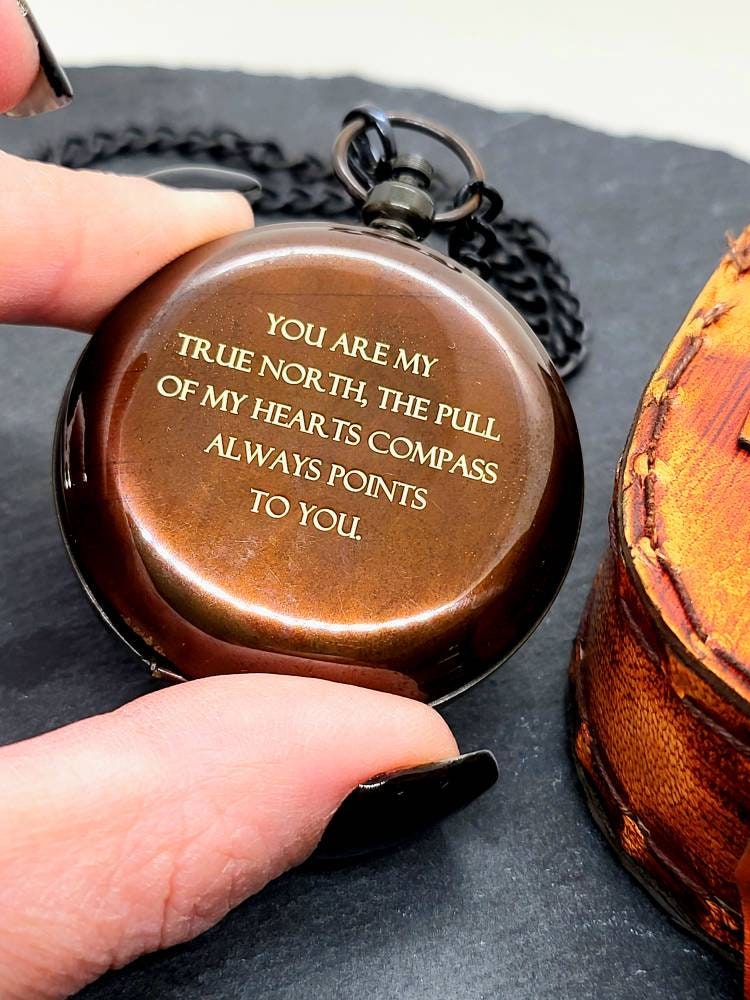 Beautiful premium personalised engraved compasses. Valentines, partner gift.