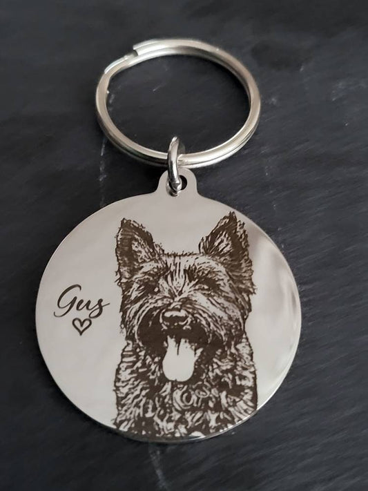 Personalised Picture Keyring – Family Photo, Dog or Cat Memorial Gift, Anniversary Present, Custom Engraved Keychain