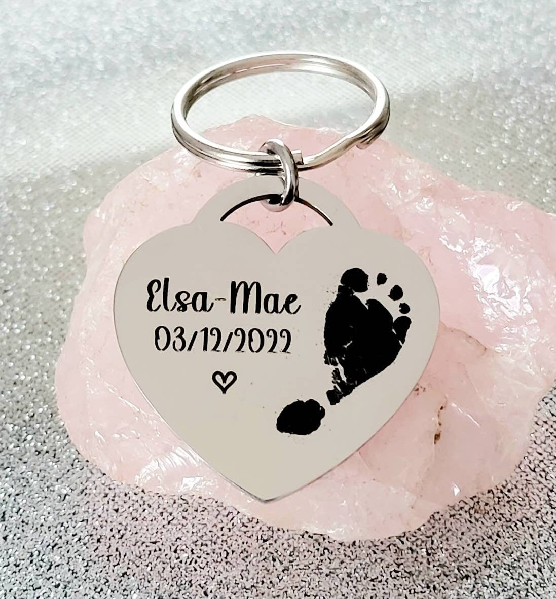 Baby actual handprint,  footprint or fingerprint keyring. From any photo of a print
