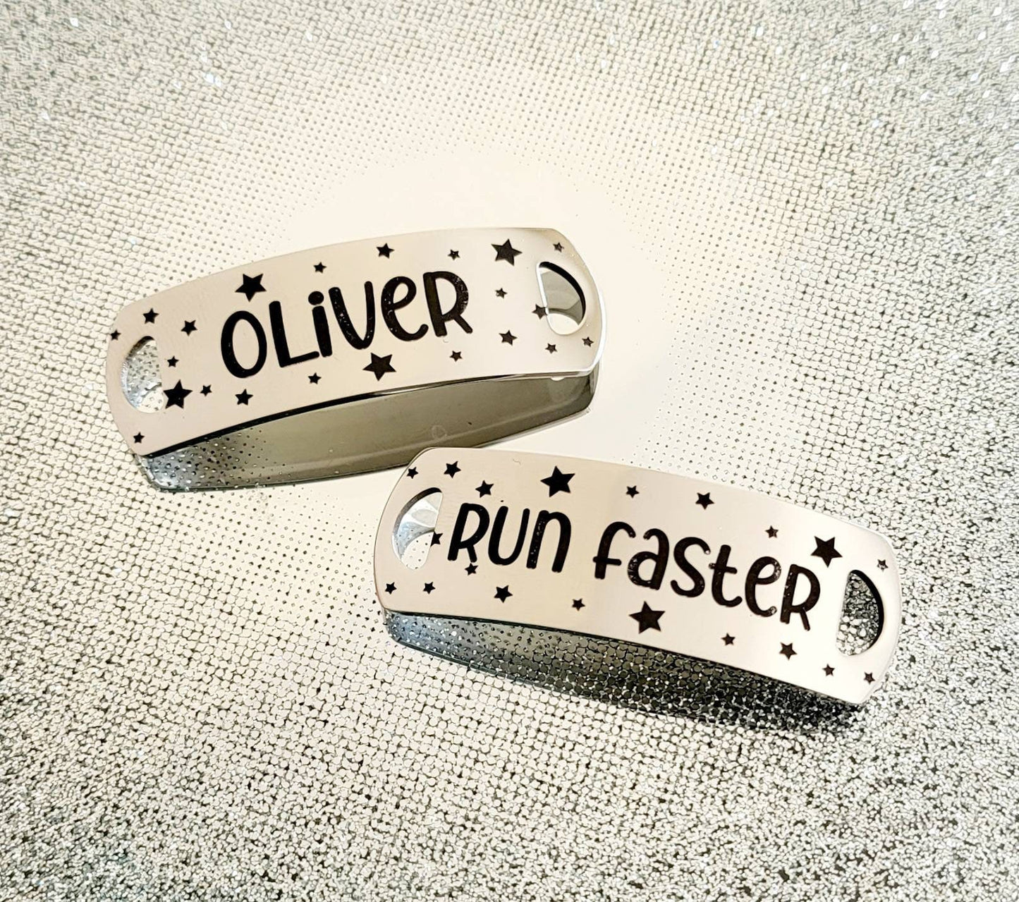 Personalised trainer tags. Any text and design you require.