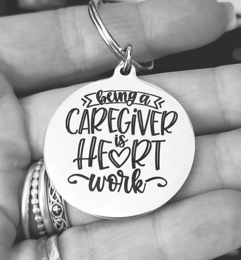 Care Giver Keyring. With optional message on the back. Carer, care assistant