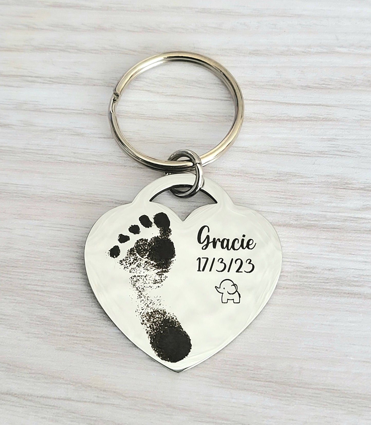 Baby actual handprint,  footprint or fingerprint keyring. From any photo of a print