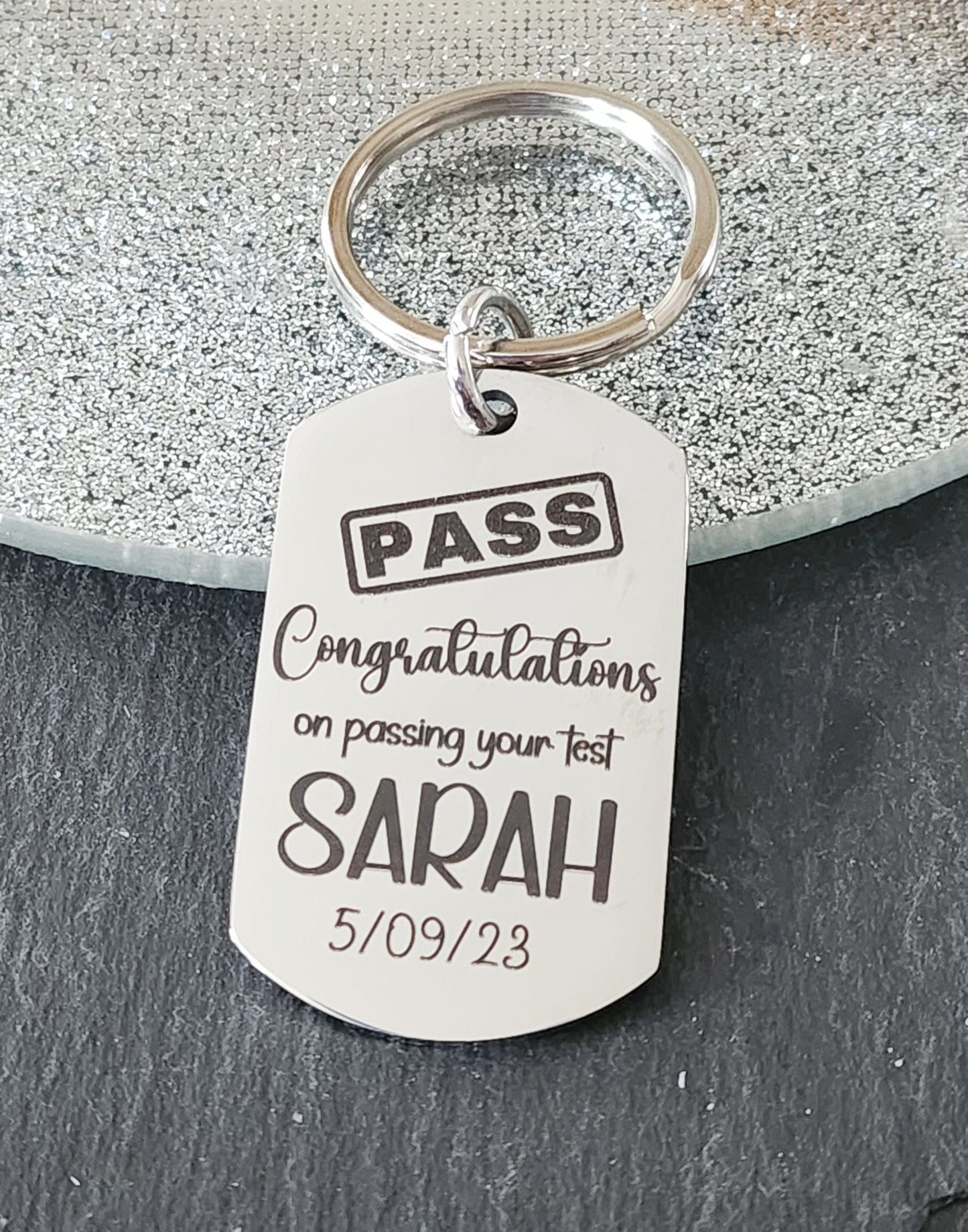 Congratulations Graduation Keyring. Customised text With optional message on the back.