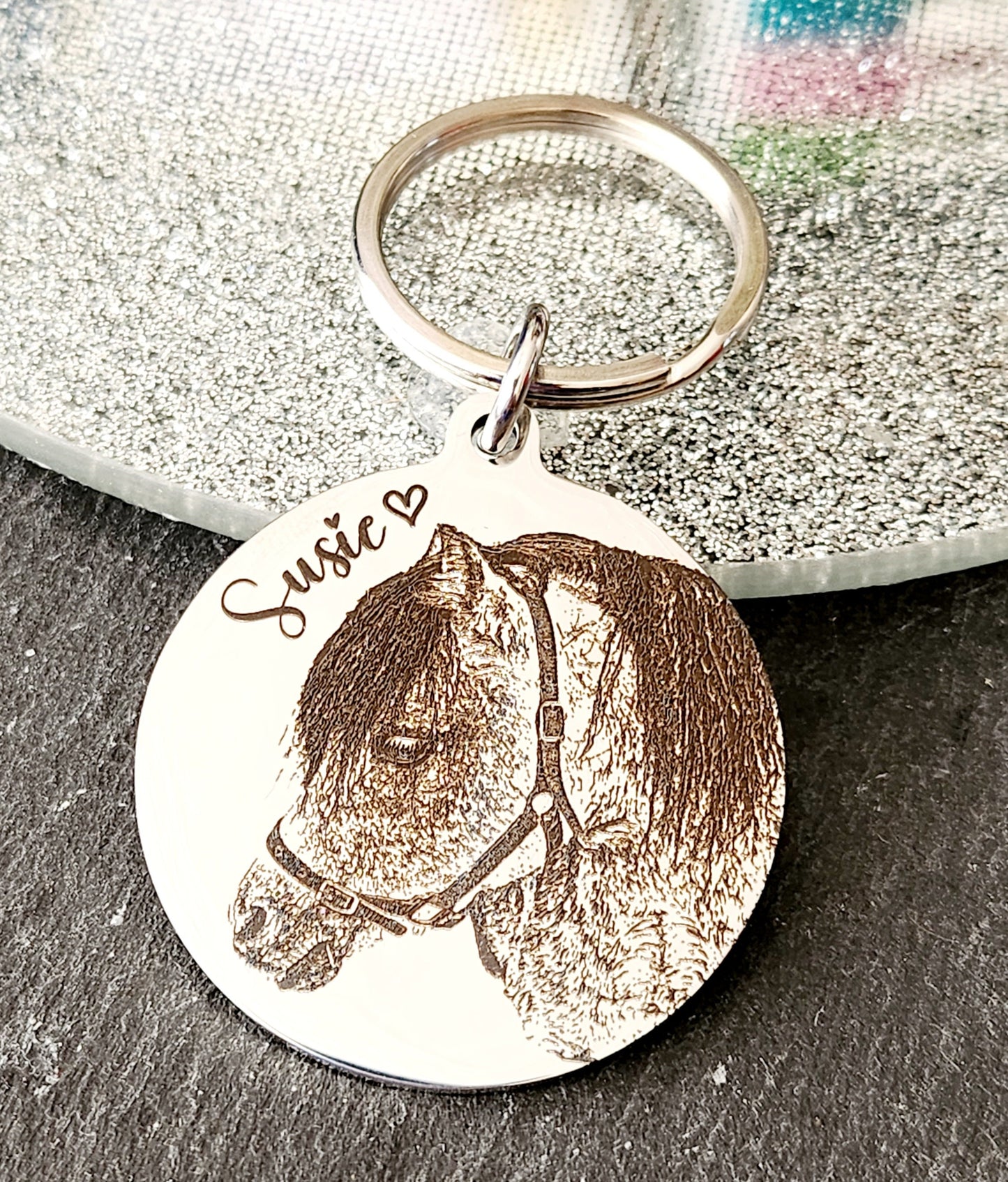 Actual photo keyring, from any photo. Horse, pony, donkey
