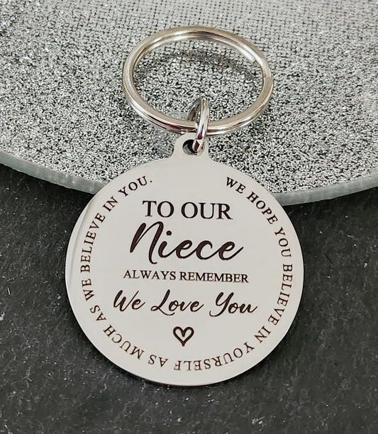 Niece/ Nephew keyring,  the back can be personalised.