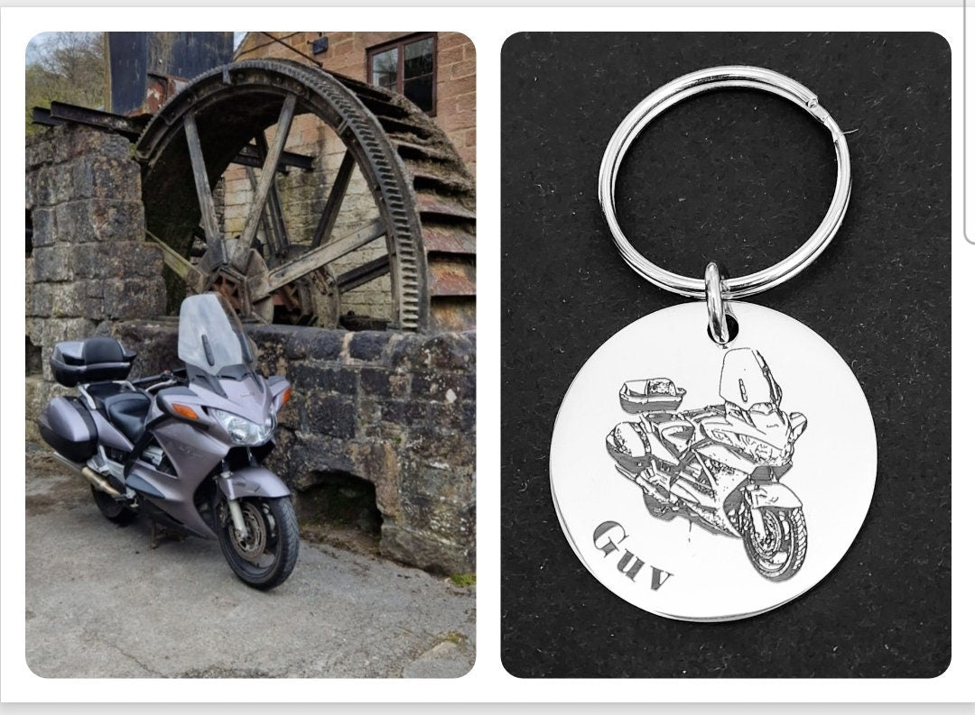 Laser Engraved photo keyring. Engraved from any clear image. Car or motorbike gift