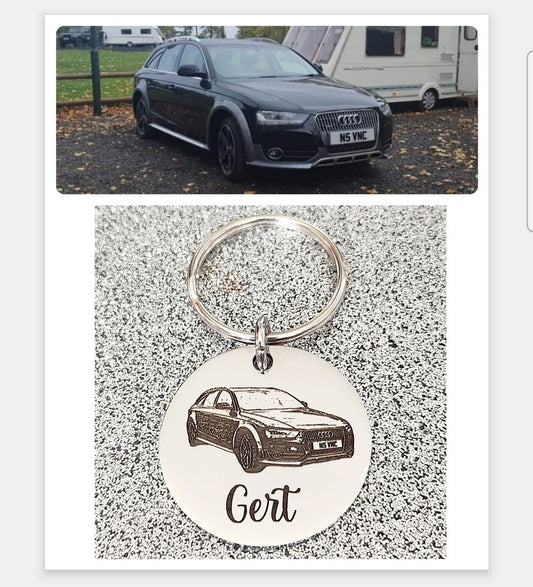 Laser Engraved photo keyring. Engraved from any clear image. Car or motorbike gift